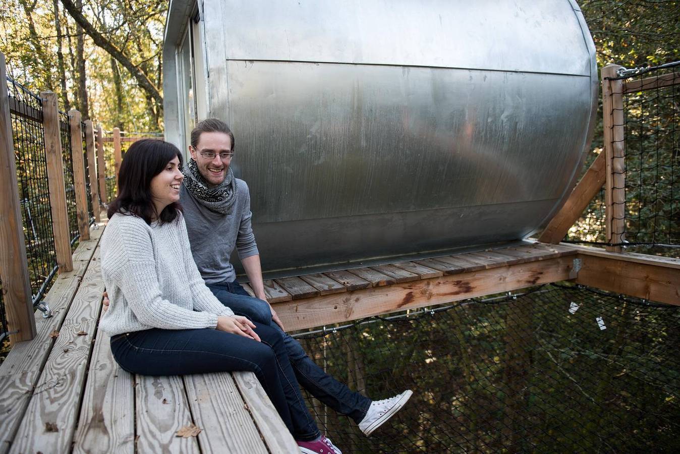 Cabane Le Module – Cabine suspendue à 12m, sensations fortes et vue imprenable sur la forêt in Angoisse (Dordogne), Périgord Vert