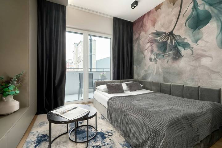 Studio dla 2 osób, z balkon/ taras, Dla rodziny w Łódź