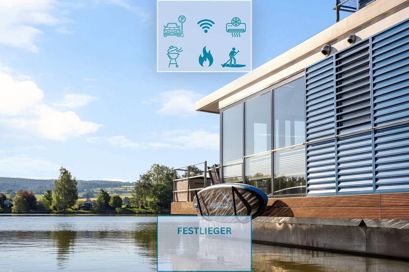 Floatinghouse Möwenschiss: Seeblick, Terrasse, Kaminofen und Natur in Höxter, Kreis Höxter