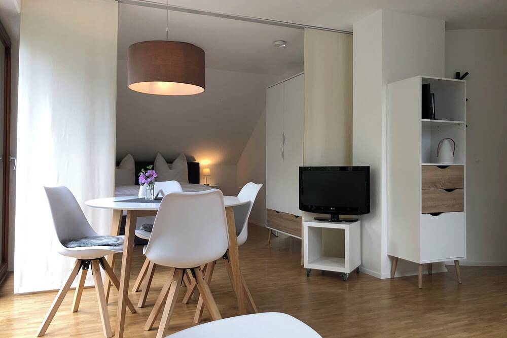 Ganze Wohnung, 1-Zimmer Dachgeschosswohnung mit Seeblick und großem Balkon auf der Mettnau in Radolfzell, Radolfzell am Bodensee