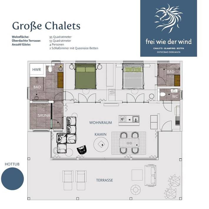 Ferienhaus für 2 Personen, mit Garten und Sauna sowie Ausblick, mit Haustier in Dierhagen - 3
