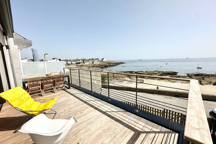 Ferienhaus für 6 Personen mit Terrasse in Plage de Port Fontaine-Lomener, Ploemeur