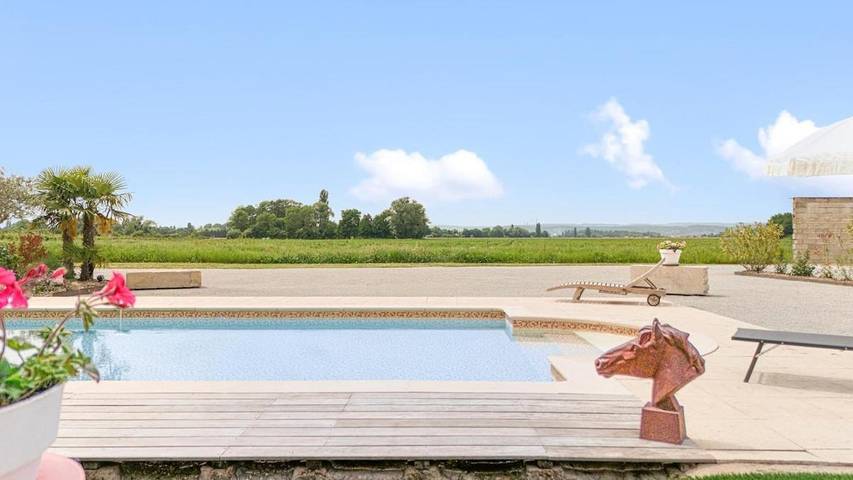 Location de vacances pour 10 personnes, avec piscine ainsi que vue et jardin, animaux acceptés dans Combertault