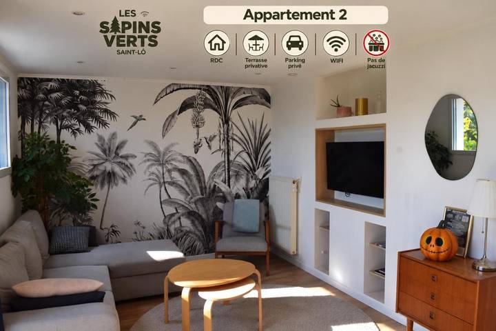 Appart’hôtel pour 3 personnes, avec Terrasse et Jacuzzi ainsi que Jardin et Vue à Saint-Lô