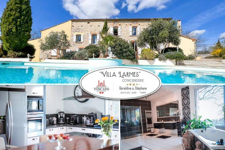 Villa pour 12 personnes, avec jacuzzi et terrasse ainsi que jardin et piscine
