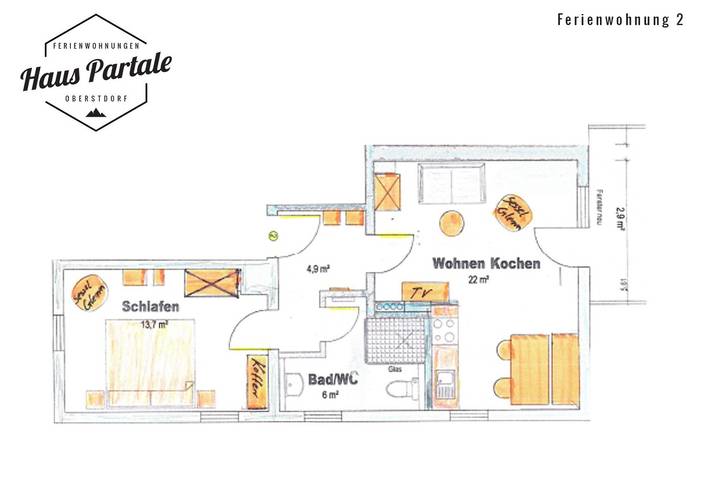 Ferienwohnung für 4 Personen, mit Balkon und Garten in Oberstdorf - 3