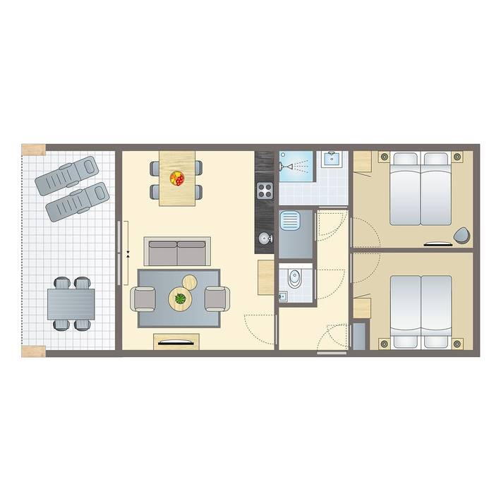 Bungalow voor 4 personen, met terras en balkon/terras - 1