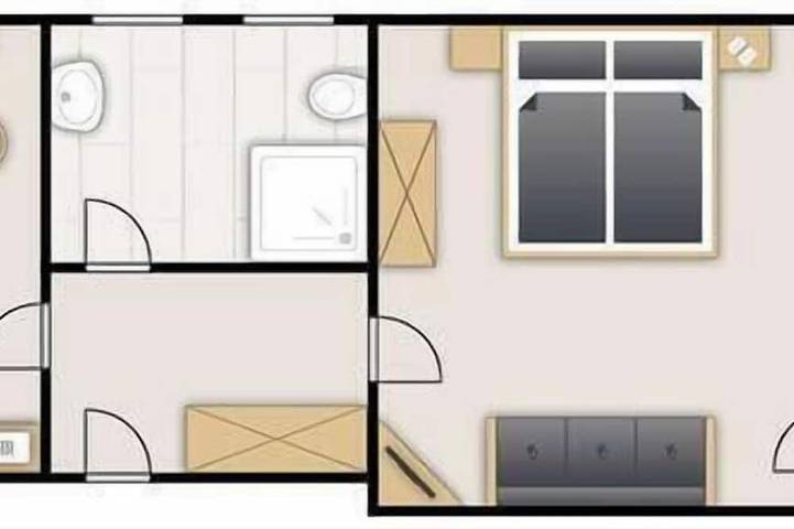 Ferienwohnung für 2 Personen, mit Balkon und Garten