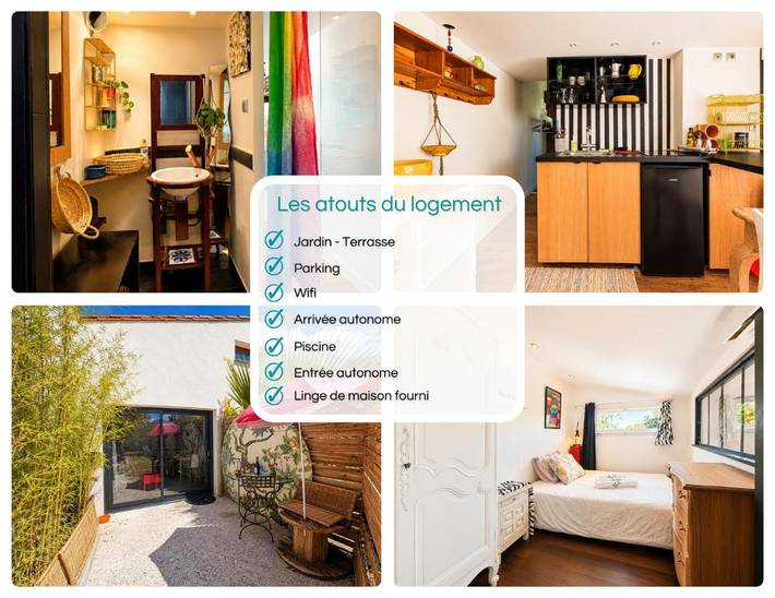 Location de vacances pour 3 personnes, avec Terrasse ainsi que Jardin et Piscine à Launaguet - 2