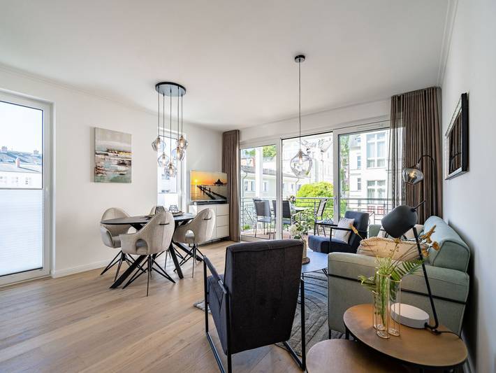 Ferienwohnung für 4 Personen, mit Balkon und Terrasse sowie Sauna