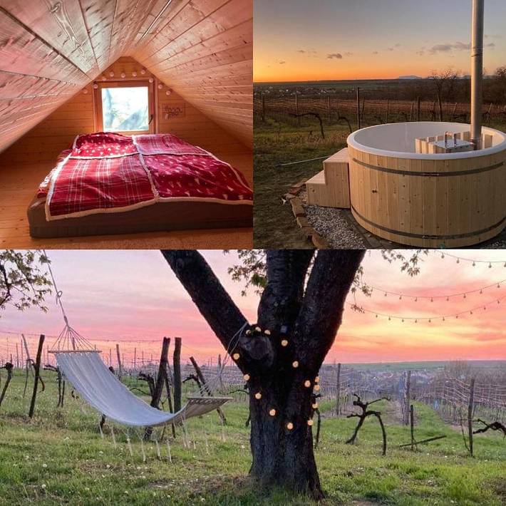 Ferienhaus für 6 Personen, mit Balkon und Whirlpool sowie Terrasse und Garten in Szőlősgyörök