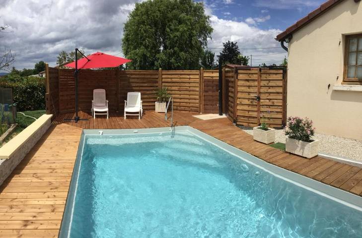 Maison de vacances pour 4 personnes, avec Terrasse et Jardin ainsi que Piscine et Vue