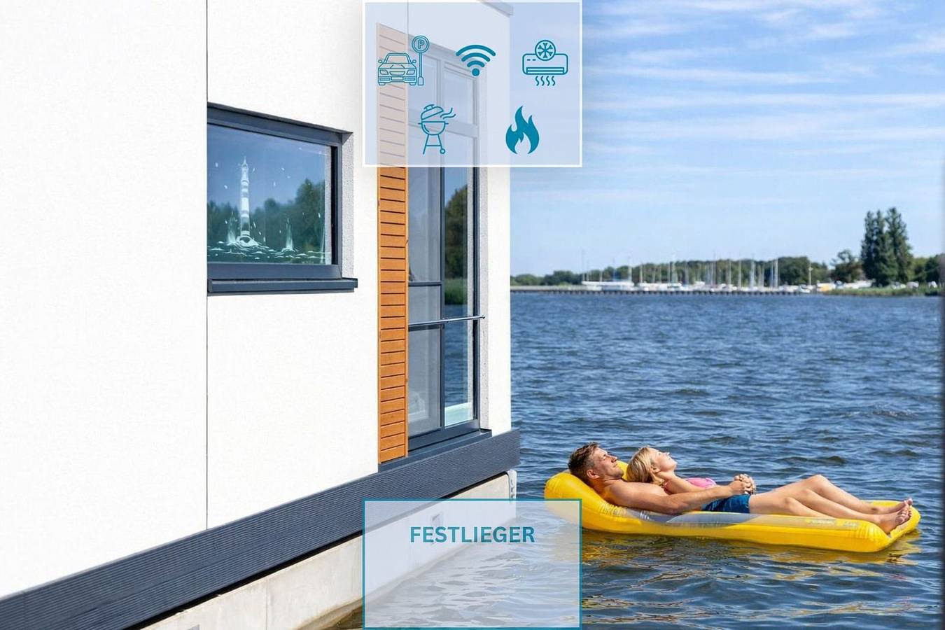 Floatinghouse Ankerplatz: Seeblick, Terrasse & Wellness auf 85 m² in Ribnitz, Ribnitz-Damgarten