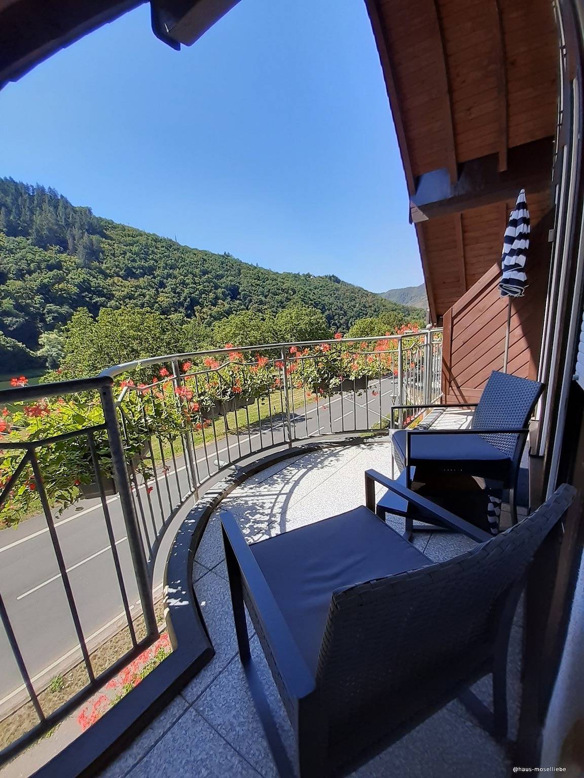 Ganze Ferienwohnung, Wohnung. 2 Pers. 1 Schlafzimmer und Wohnzimmer mit Balkon und Blick auf die Mosel in Ediger-Eller, Cochem-Zell