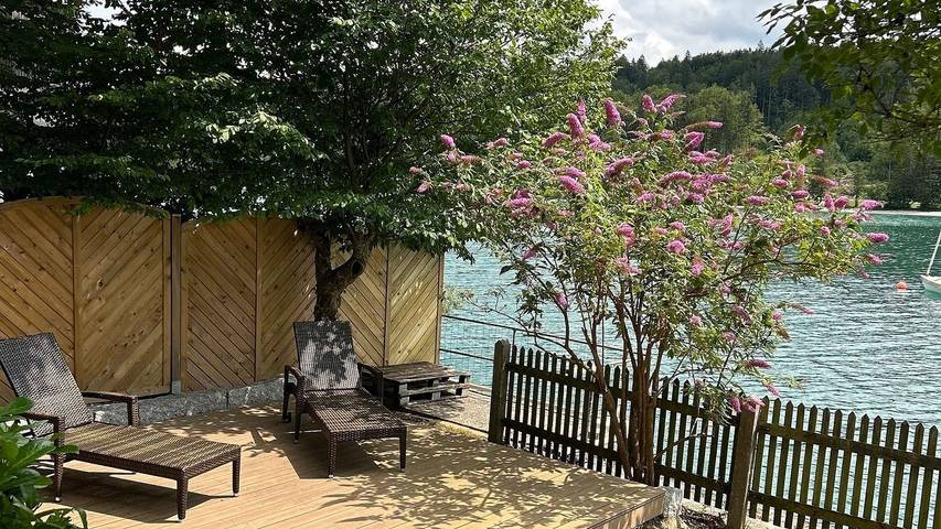 Ferienwohnung für 3 Personen, mit Balkon und Ausblick sowie Garten und Seeblick am Walchensee