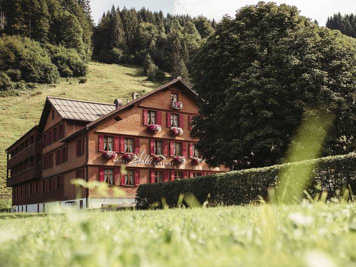 Hotel für 2 Personen, mit Pool und Garten sowie Ausblick und Sauna, mit Haustier in Schoppernau