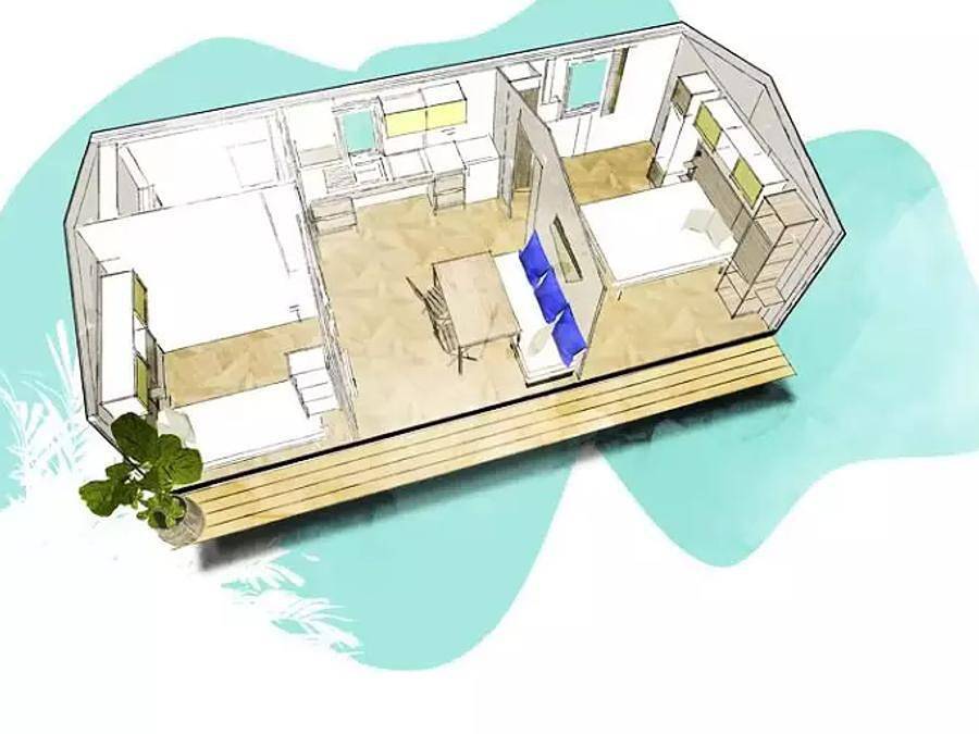 Camping Les Couleurs de la Coubre - Mobilhome 4 personas - Cottage Pmr Jonquille 3 Habitaciones 4 Personas Aire Acondicionado + Tv **** in La Tremblade, Côte de Beauté