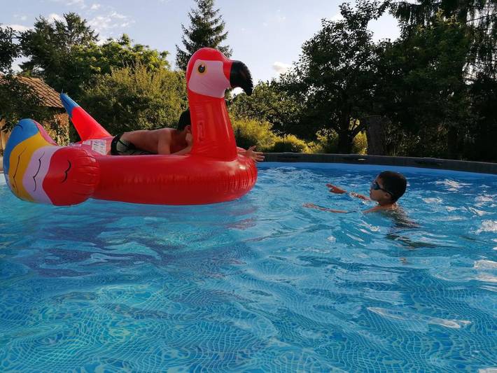 Gîte pour 5 personnes, avec vue et bassin pour enfant ainsi que jardin et piscine à Issenheim