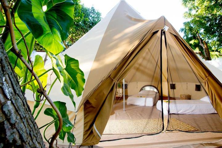 Camping para 4 personas, con terraza y jardín en Brasil
