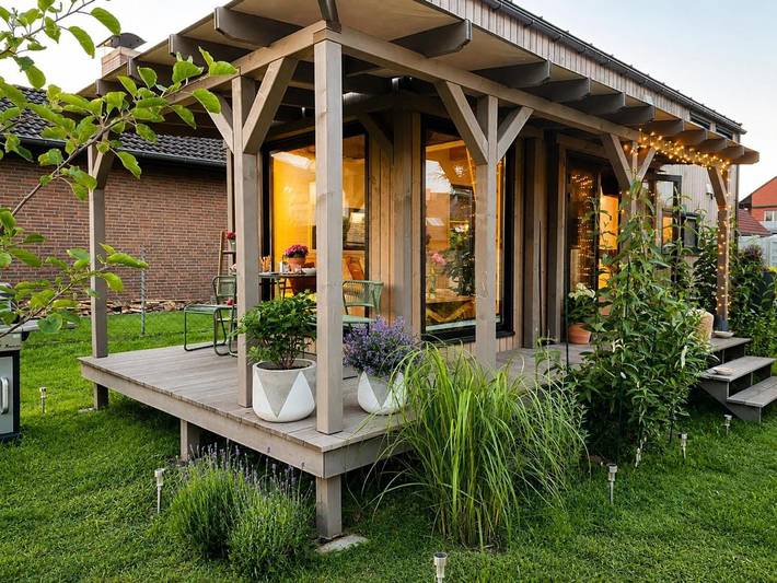 Ferienhaus für 3 Personen, mit Terrasse und Garten sowie Ausblick