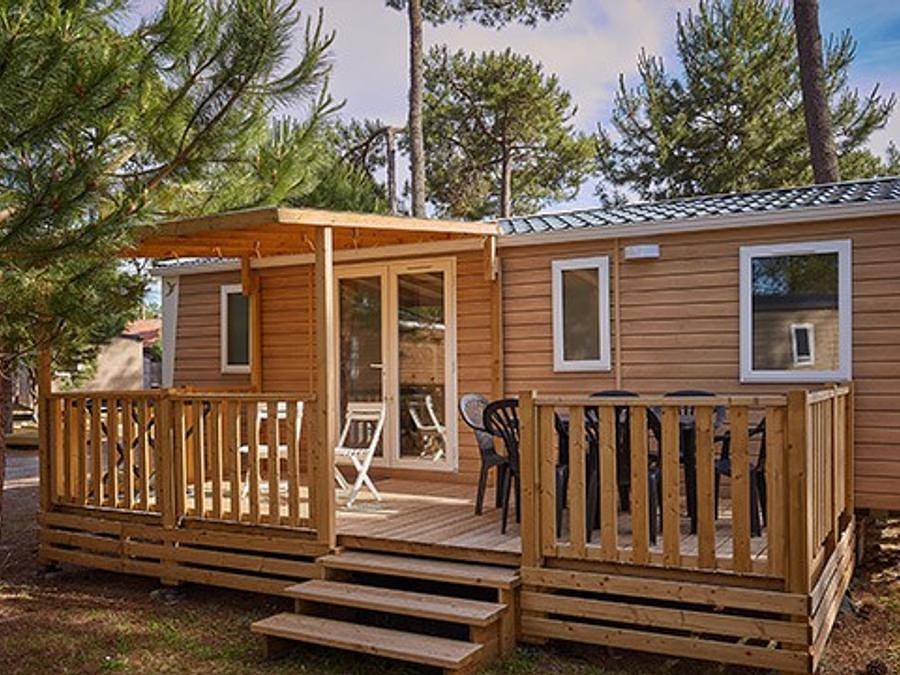 Camping Atlantic Club Montalivet - Mobilheim 6 personen - Comfort | 3 Zi. | 6 Pers. | Erhöhte Terrasse | 1 Bad | Klimaanlage | Tv in Vendays-Montalivet, Lesparre-Médoc und Umgebung