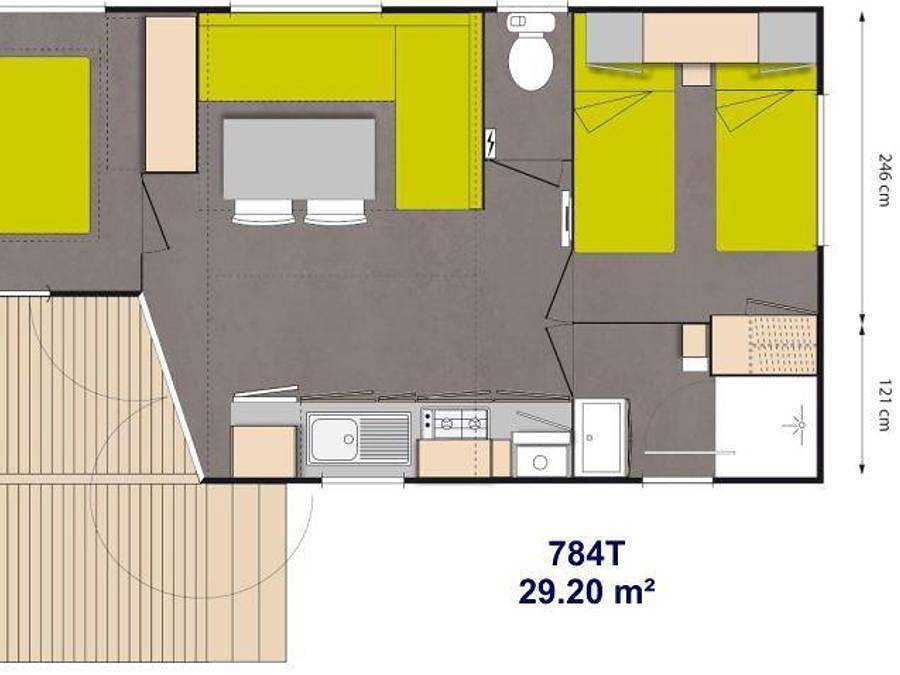 Camping l'Arlésienne - Mobilhome 6 personnes - Confort Azur 2 Chambres (4 Adultes maxi + 2 Enfants de - 18 ans) in Arles, Région d'Arles
