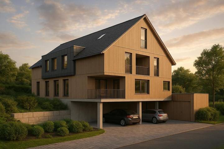 Ferienwohnung für 4 Personen, mit Terrasse und Garten sowie Sauna und Ausblick