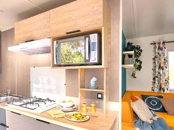 Camping les Rives du Lac Cantalès - Mobilheim 6 personen - Familia (3 Schlafzimmer) in Saint-Gérons, Aurillac und Umgebung
