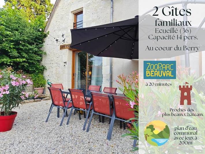 Gîte pour 6 personnes, avec Terrasse à Écueillé