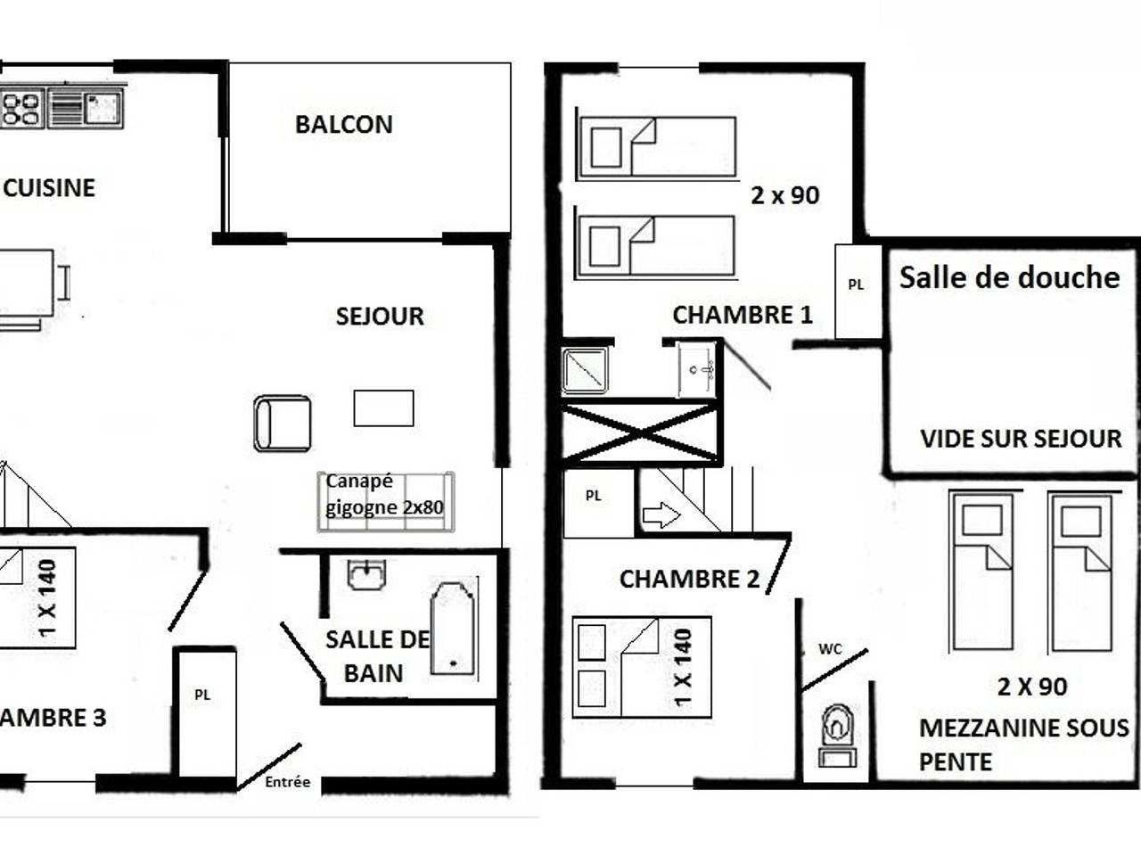 Appartement entier, Appartement 4 pièces Mezzanine Les Saisies 10 pers in Villard-sur-Doron, Région d'Albertville