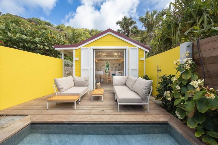 Villa para 2 pessoas, com vista e jardim e ainda piscina and terraço, com animais de estimação em Saint-Barthélemy