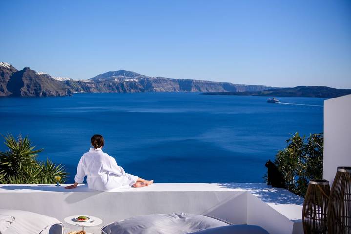 Casa de férias para 4 pessoas, com vista para o mar e terraço e ainda jardim em Oia