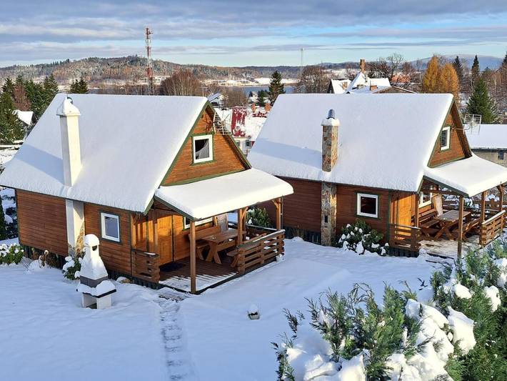 Domek letniskowy dla 6 osób, z ogród i sauna oraz widok na jezioro i widok, zwierzęta dozwolone na Dolny Śląsk
