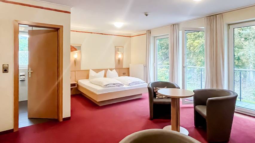 Zimmer für 2 Personen, mit Balkon und Sauna sowie Ausblick in Züschen