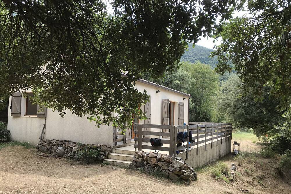 Haus auf erhöhtem Boden gebildet von 3 großen restanques, die mit ruhigen Bäumen gezeichnet werden. in Calcatoggio, Ajaccio und Umgebung