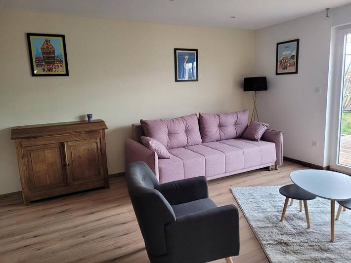 Gîte pour 4 personnes, avec terrasse et jardin ainsi que piscine et vue à Dessenheim