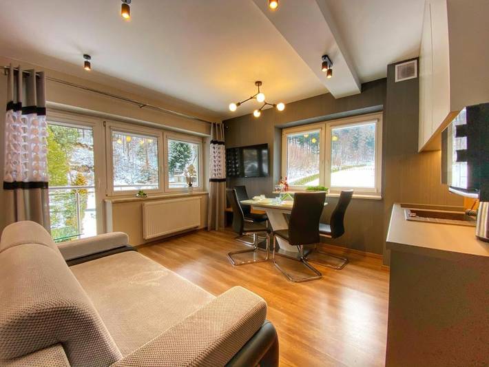 Apartament wakacyjny dla 4 osób, z sauna i jacuzzi oraz ogród w Porąbka