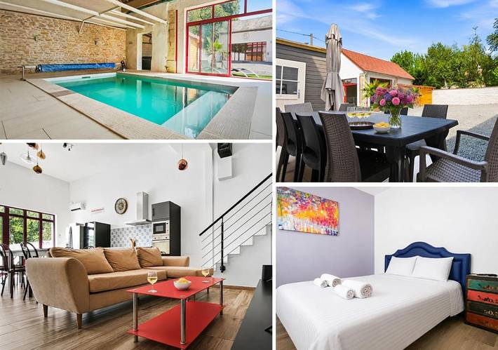 Maison de vacances pour 12 personnes, avec Jacuzzi et Terrasse ainsi que Jardin et Piscine