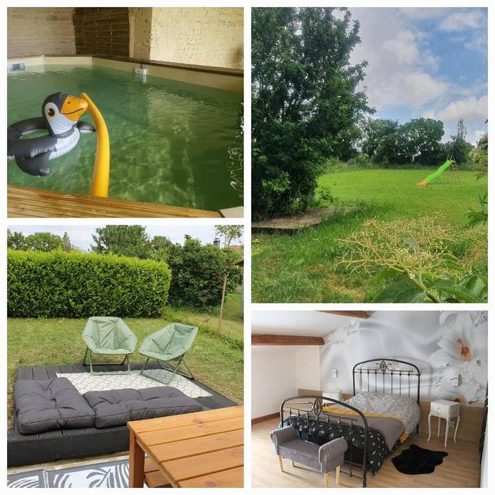 Location de vacances pour 6 personnes, avec piscine ainsi que jardin et jacuzzi, adapté aux familles à Mons (Charente)