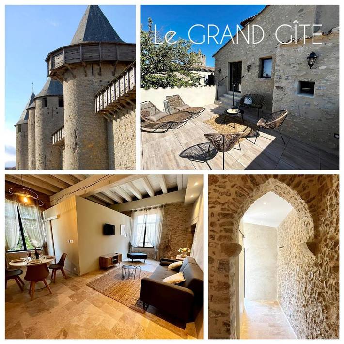 Gîte pour 4 personnes, avec Balcon ainsi que Terrasse et Vue dans Cite Medievale
