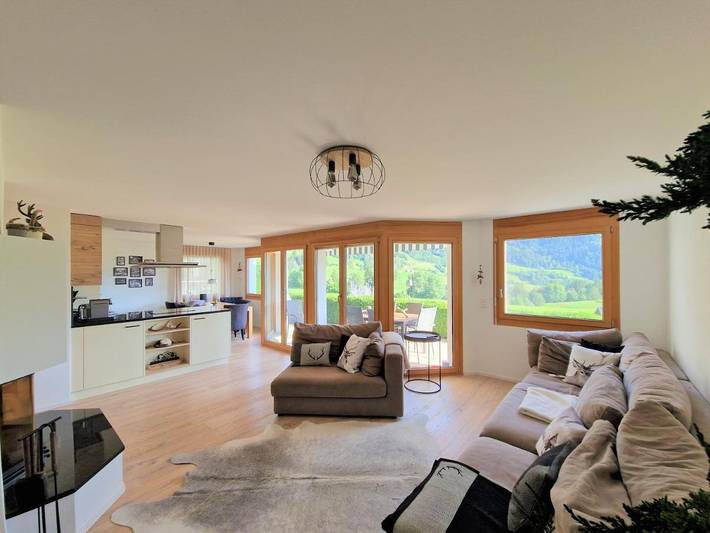 Ferienwohnung für 4 Personen, mit Terrasse und Garten sowie Sauna und Ausblick