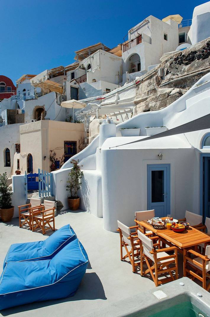 Chalet para 6 personas con vistas al mar in Ormos Ammoudiou, Oia
