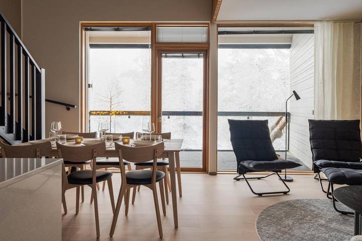 Appartement de vacances pour 8 personnes, avec vue ainsi que balcon et sauna, adapté aux familles