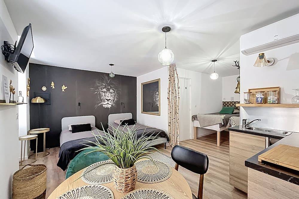 Entire apartment, O'Bercail Studio 1- 4 single beds +bike room- in the center of Tournon sur Rhône in Tournon-sur-Rhône, Tournon-sur-Rhône region