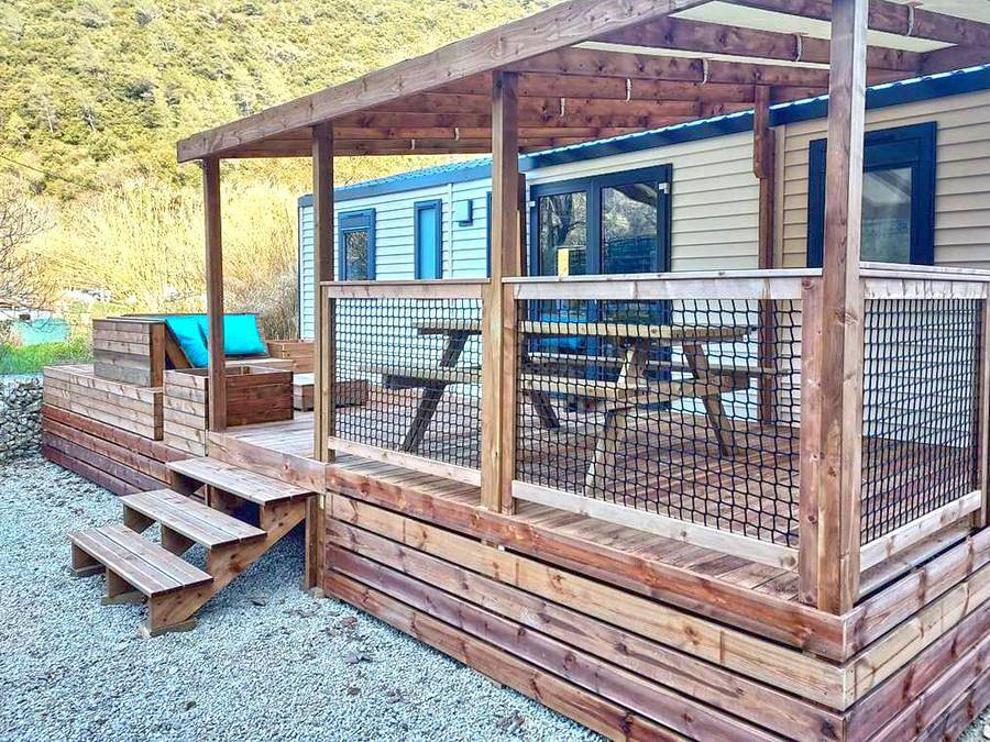 Camping Au Vallon Rouge - Mobilheim 6 personen - Family Tv Clim - 3 Schlafzimmer - 6 Personen in Roquefort-les-Pins, Cannes und Umgebung