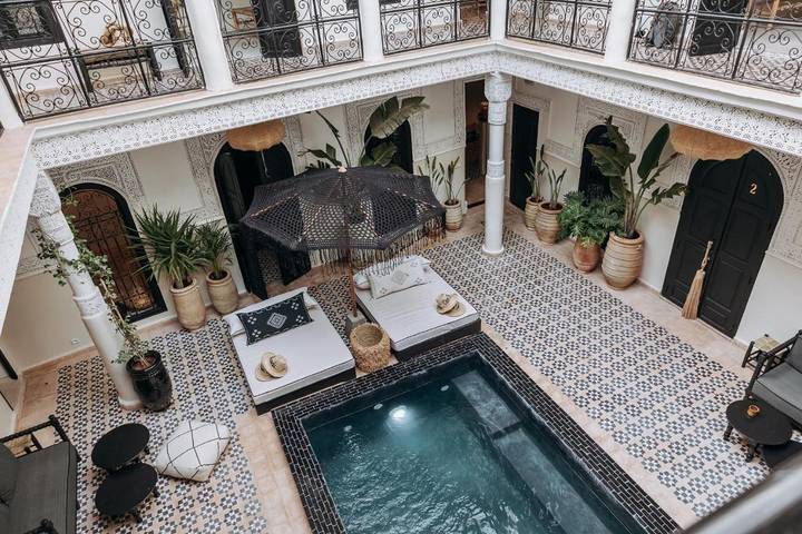 Maison d’hôte pour 2 personnes, avec piscine et vue ainsi que sauna et terrasse dans Jemaa el-Fnaa