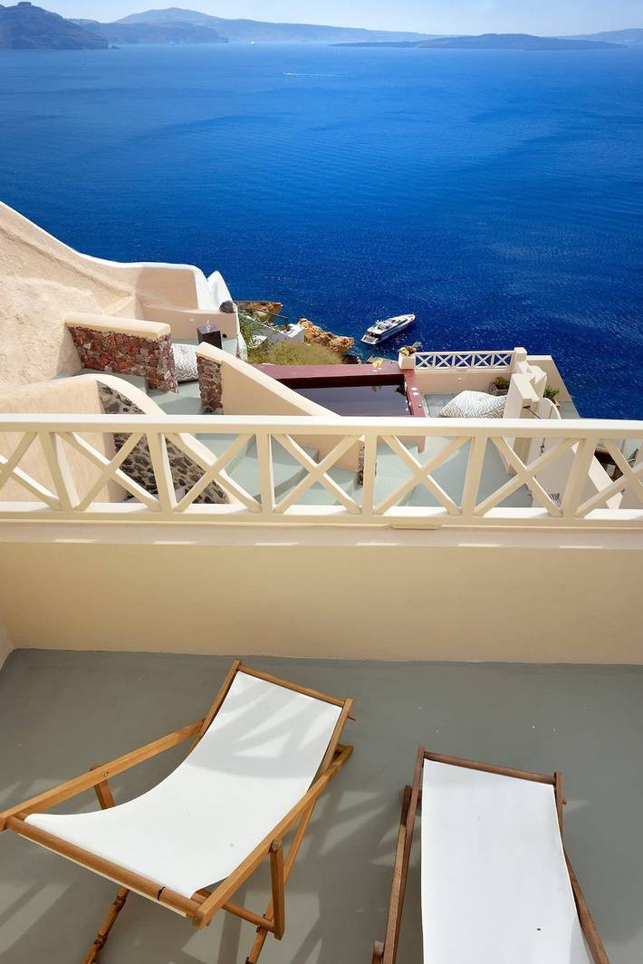 Chalet para 2 personas, con Vistas al mar y Balcón además de Terraza y Jardín en Santorini