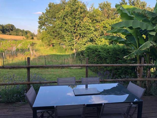 Location de vacances pour 6 personnes, avec jardin ainsi que vue et piscine, animaux acceptés à Saint-Aubin-de-Branne