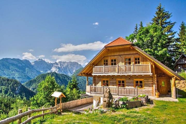 Gîte pour 9 personnes, avec sauna ainsi que jardin et vue, animaux acceptés à Solčava