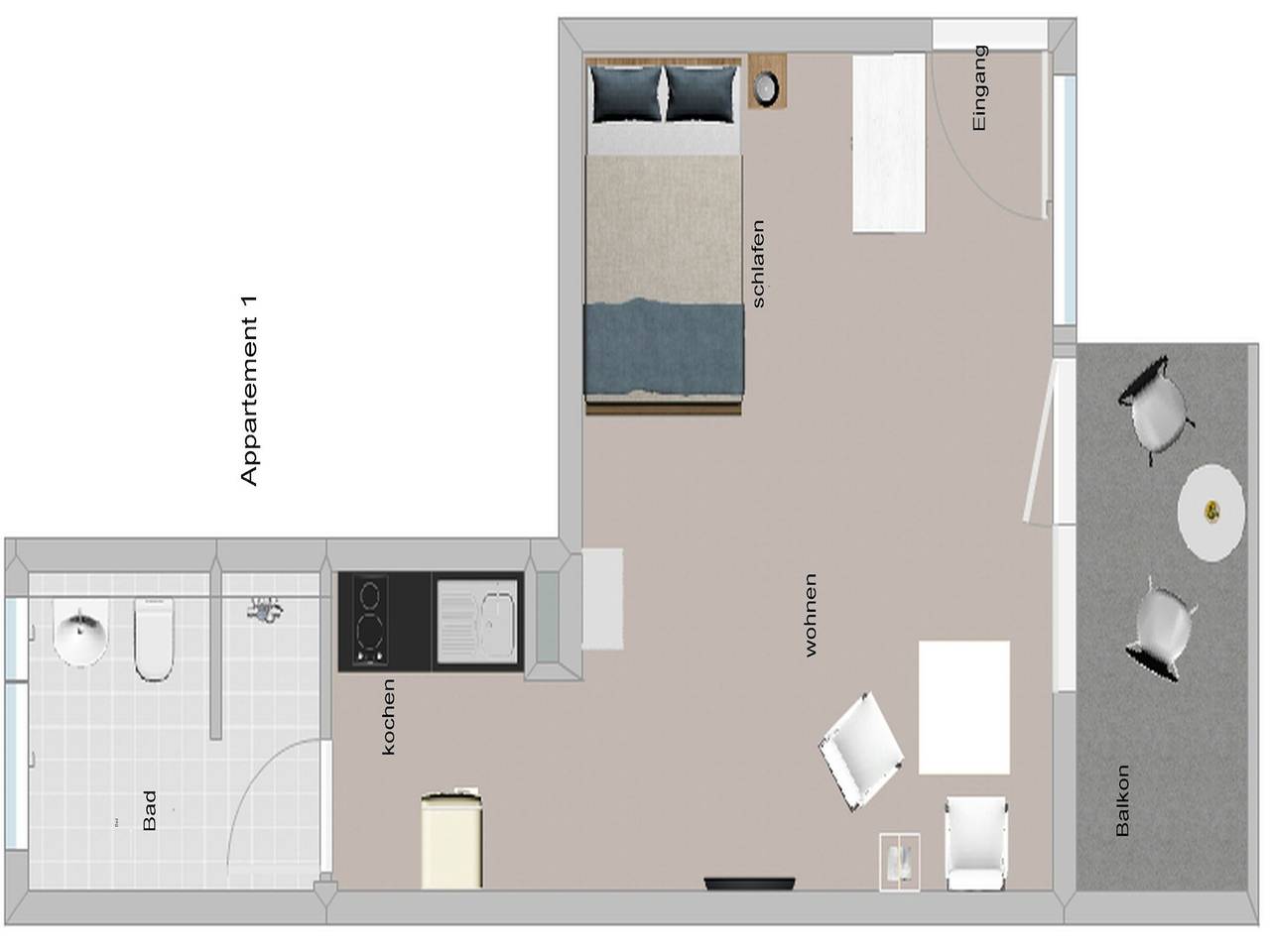 Ganzes Studio, Studio '1, 30qm' mit Privatterrasse, Wi-Fi und Klimaanlage in Altstadt (Freiburg), Freiburg